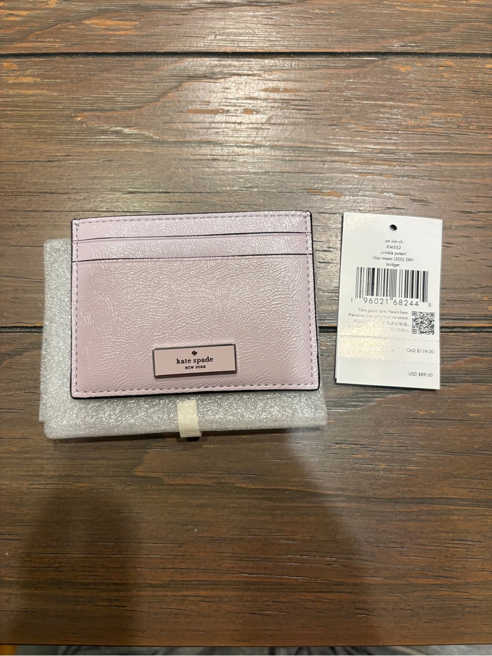 kate spade Blush Pink Leather Card Case with Logo Plaque